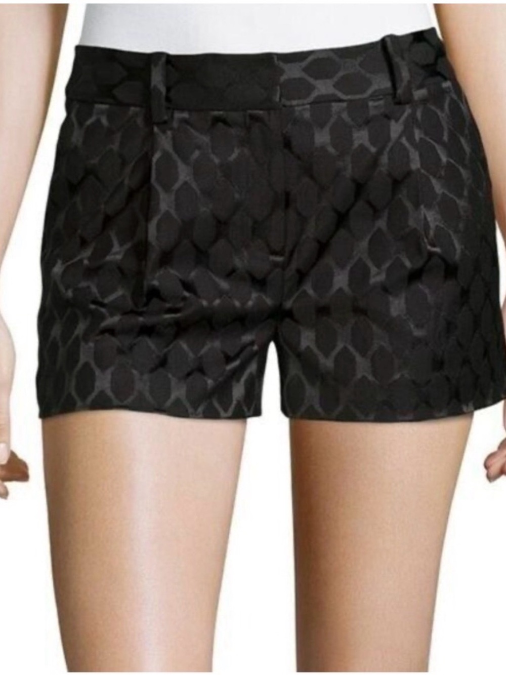 Diane von Furstenberg Black Textured Women's Dress Shorts